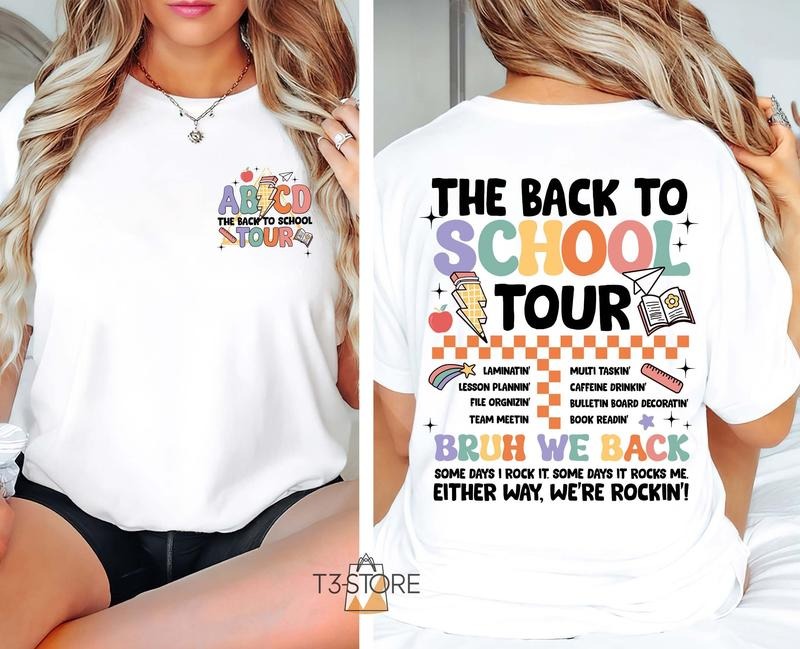 Back School Tour Bruh We Teacher Team Life Grade - Adult & Kids T-Shirts, Sweatshirts & Hoodies apparel design preview 1