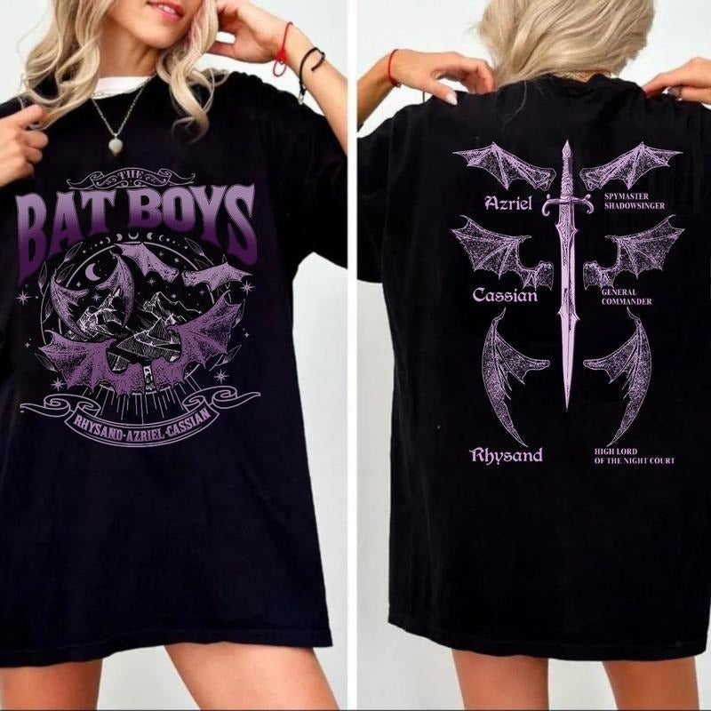 Bat Double Sided Vintage Acotar Fan Club Night Court - Adult & Kids T-Shirts, Sweatshirts & Hoodies apparel design preview 1