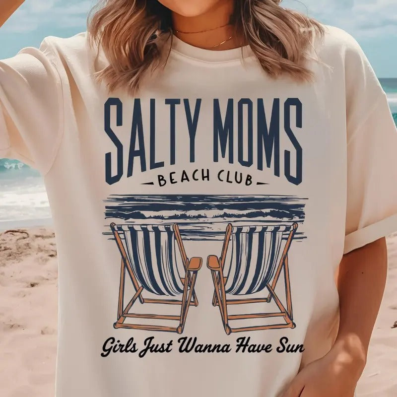 Beach Club Salty Mom Summer Retro Girl Funny - Adult & Kids T-Shirts, Sweatshirts & Hoodies apparel design preview 1
