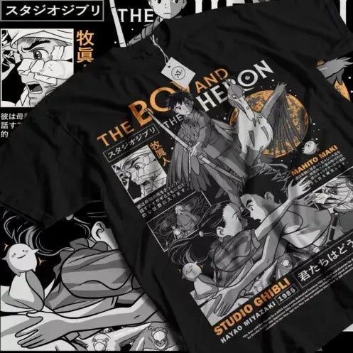 Boy Heron Girl Anime Manga Art All Size - Adult & Kids T-Shirts, Sweatshirts & Hoodies apparel design preview 1