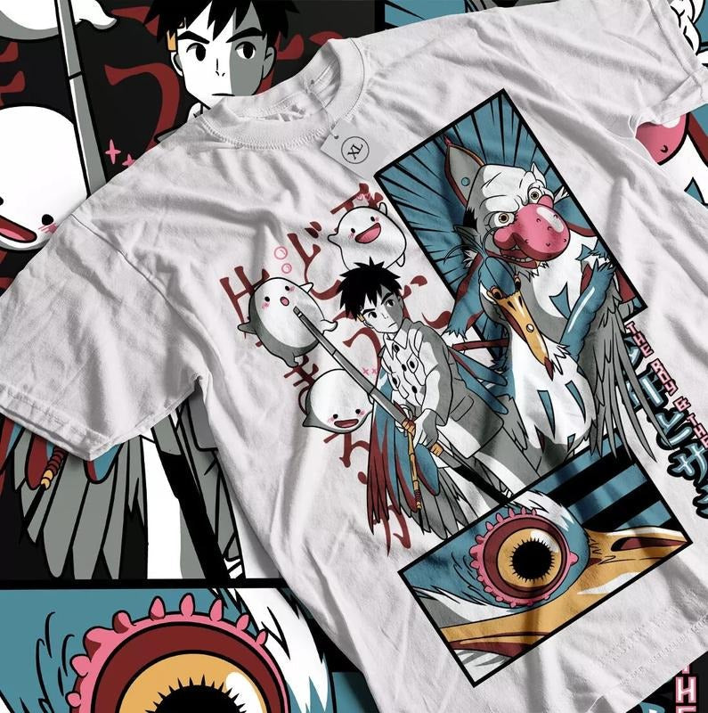Boy Heron Girl Anime Manga Art All Size - Adult & Kids T-Shirts, Sweatshirts & Hoodies apparel design preview 1