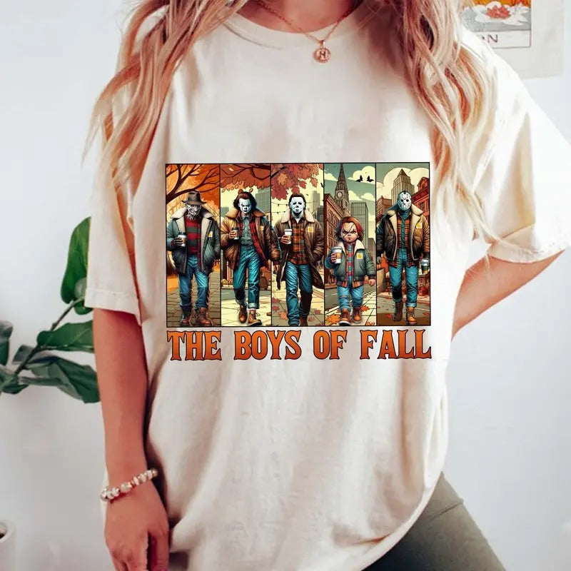 Fall Halloween Horror Friends Movie Neon Scary Short - Adult & Kids T-Shirts, Sweatshirts & Hoodies apparel design preview 1