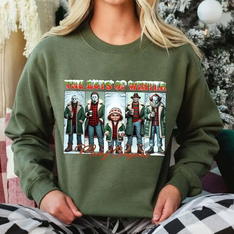 Winter Movie Horror Character Merry Creepmas Xmas - Adult & Kids T-Shirts, Sweatshirts & Hoodies apparel design preview 1