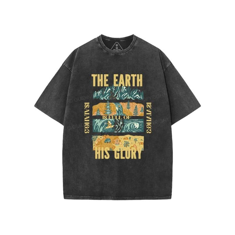 Earth Is Full His Glory Washed Pure Cotton Fabric - Adult & Kids T-Shirts, Sweatshirts & Hoodies apparel design preview 1