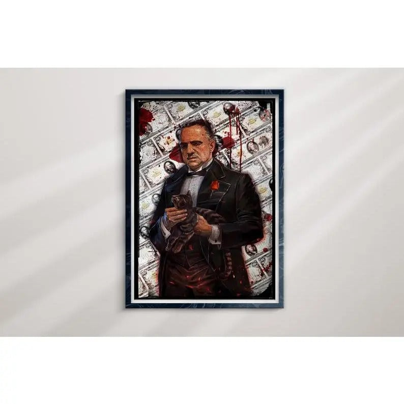 Godfather Vito Corleone Poster Canvas Framed Art - Adult & Kids T-Shirts, Sweatshirts & Hoodies apparel design preview 1