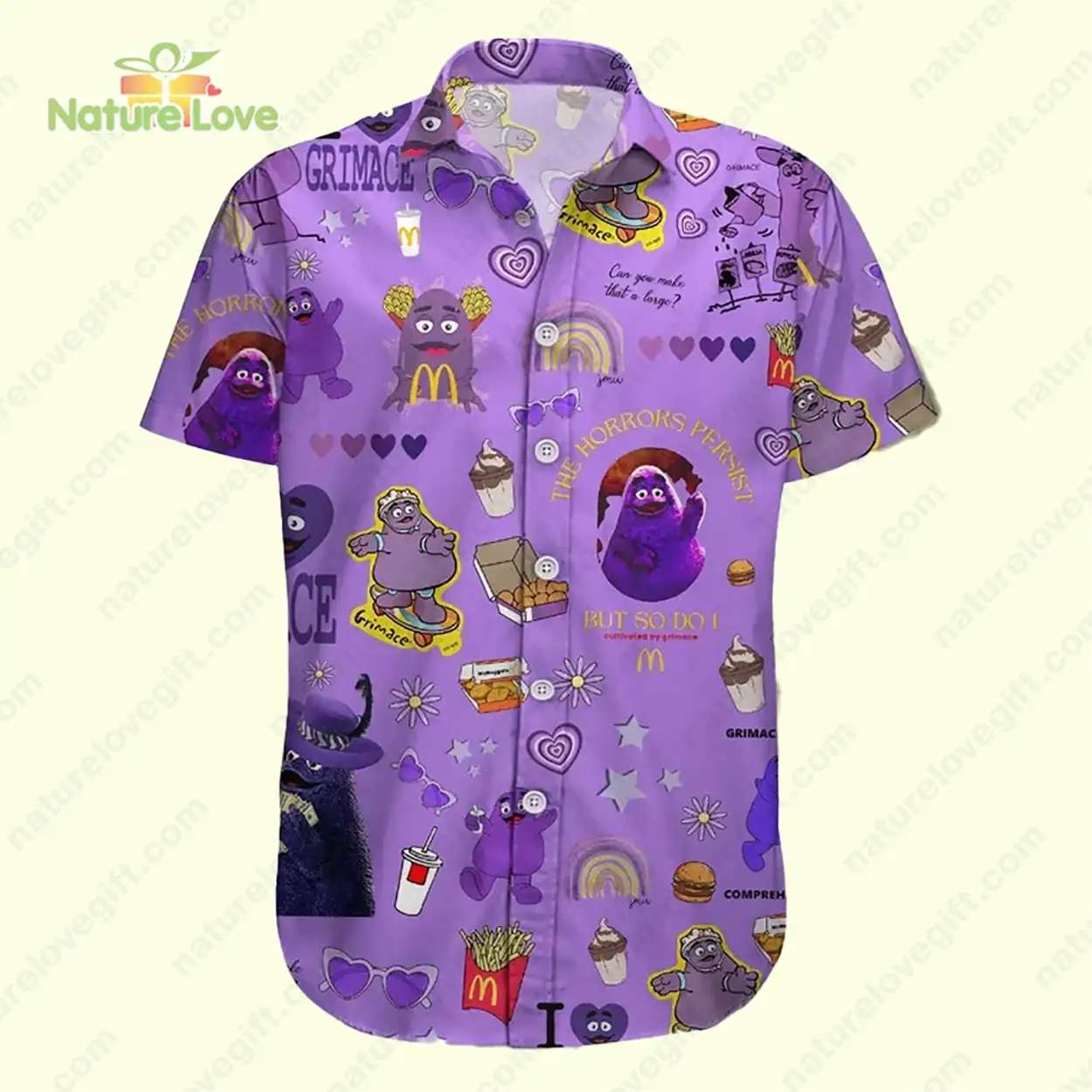 The Horrors Persist But So Do I Grimace Shake MC - Adult & Kids T-Shirts, Sweatshirts & Hoodies apparel design preview 1