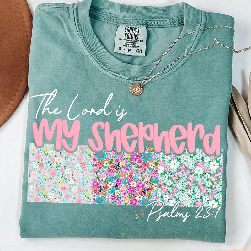 Lord Is My Shepherd Png Christian Easter Patchwork - Adult & Kids T-Shirts, Sweatshirts & Hoodies apparel design preview 1