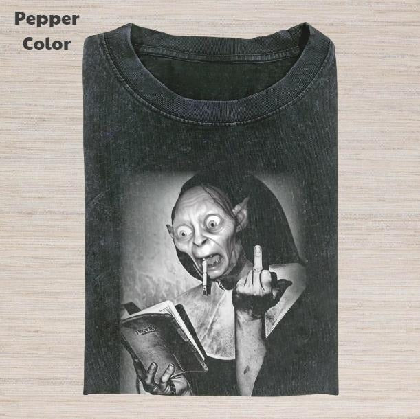 Lord Rings Vintage Gollum Middle Finger Smoking - Adult & Kids T-Shirts, Sweatshirts & Hoodies apparel design preview 1