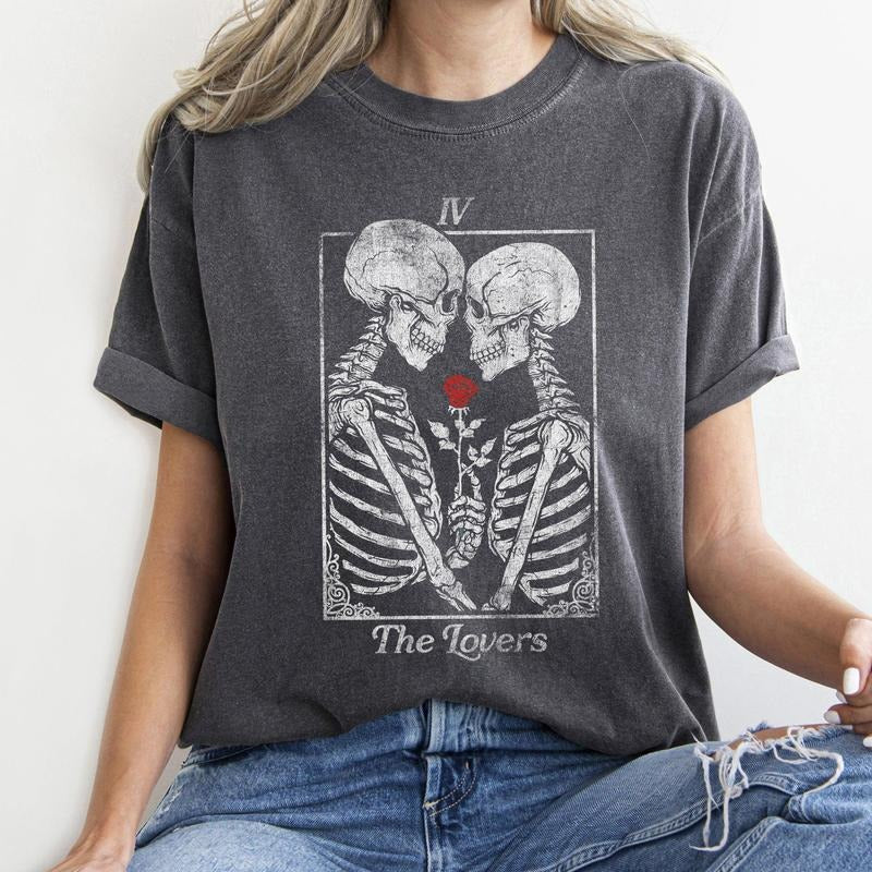 Lovers Tarot Skeletons Mystical Magic Comfort Colors - Adult & Kids T-Shirts, Sweatshirts & Hoodies apparel design preview 1