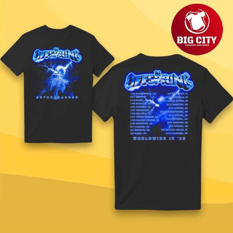 The Offspring Supercharged Skeleton 2026 Tour Two - Adult & Kids T-Shirts, Sweatshirts & Hoodies apparel design preview 1