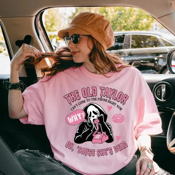 Old Taylor Can'T Come Phone Right Now Halloween Ghost - Adult & Kids T-Shirts, Sweatshirts & Hoodies apparel design preview 1