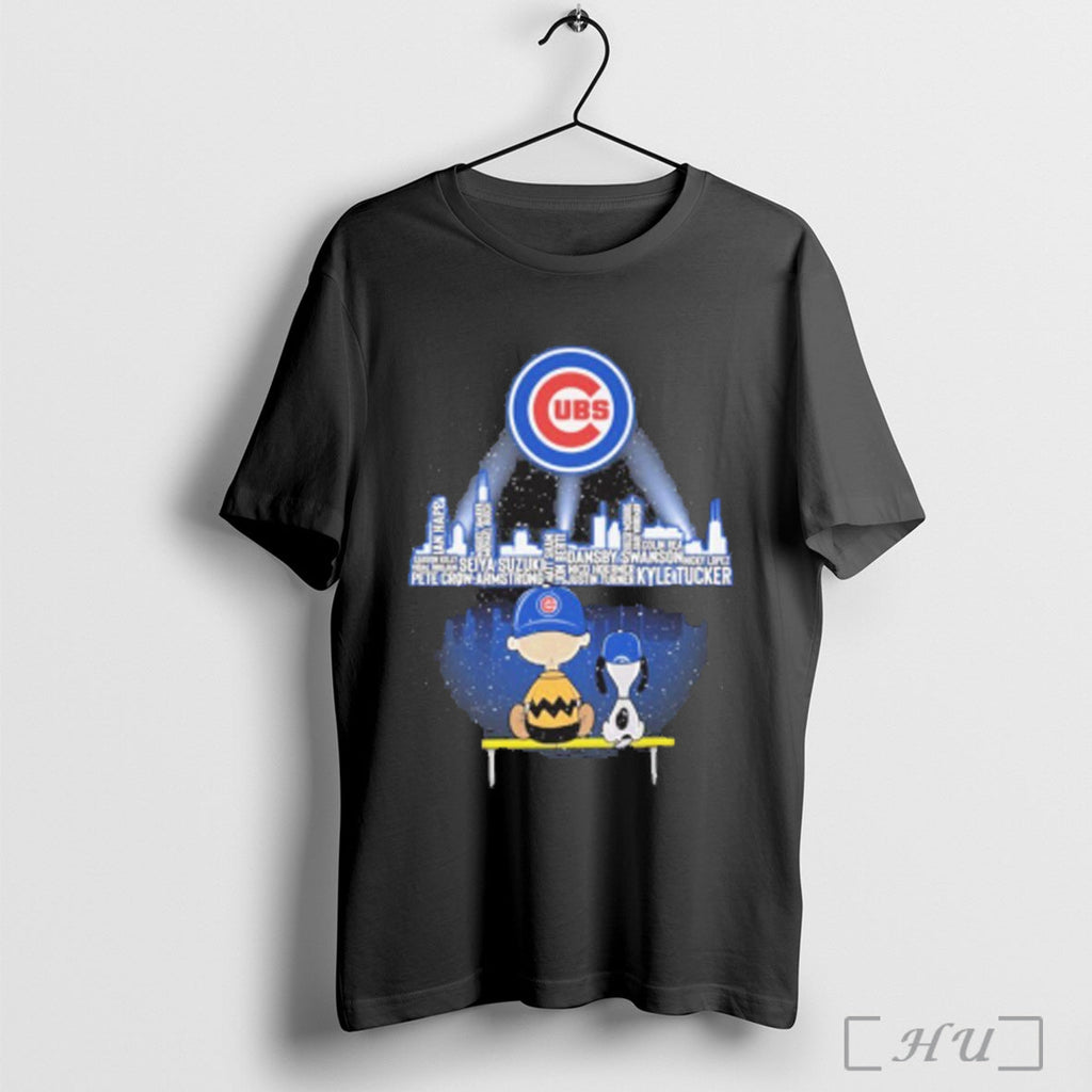 The Peanuts Watching Skyline Chicago Cubs Players - Adult & Kids T-Shirts, Sweatshirts & Hoodies apparel design preview 1