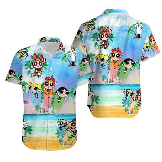 The powerpuff girls surfing hawaiian gift for family - Adult & Kids T-Shirts, Sweatshirts & Hoodies apparel design preview 1