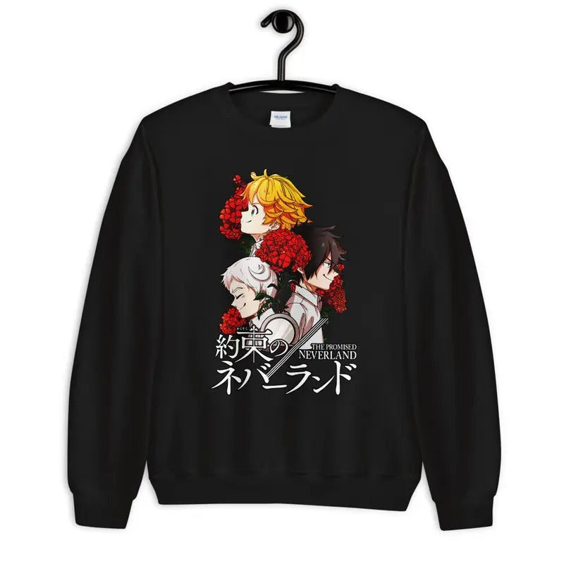 Promised Neverland Emma Ray Norman Yakusoku Anime - Adult & Kids T-Shirts, Sweatshirts & Hoodies apparel design preview 1