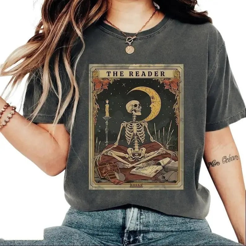 Reader Tarot Card Throne Glass Skeleton Reading - Adult & Kids T-Shirts, Sweatshirts & Hoodies apparel design preview 1