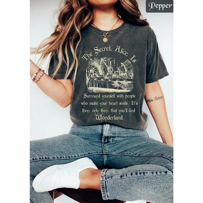 Secret Aljce Is Quote W0nderland Quotes Vintage - Adult & Kids T-Shirts, Sweatshirts & Hoodies apparel design preview 1