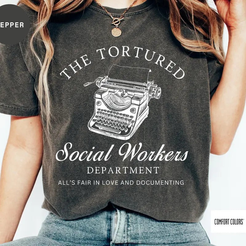 T0rtured Social Workers Department Funny Work School - Adult & Kids T-Shirts, Sweatshirts & Hoodies apparel design preview 1
