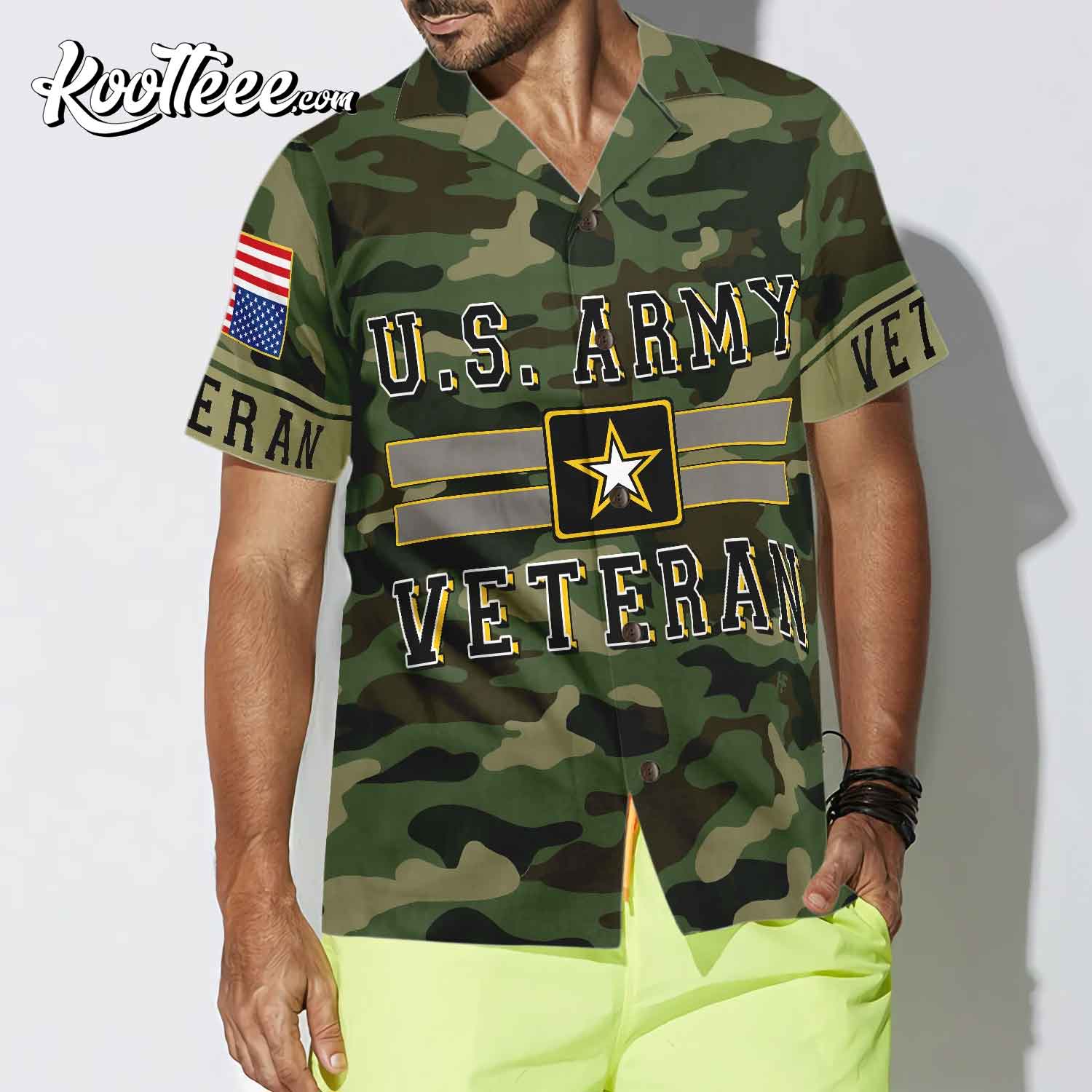 The US Army Veteran Hawaiian - Adult & Kids T-Shirts, Sweatshirts & Hoodies apparel design preview 1
