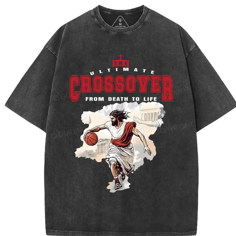 Crossover Death Life Christian Washed - Adult & Kids T-Shirts, Sweatshirts & Hoodies apparel design preview 1