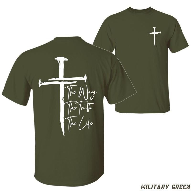 Way Truth Life Bold Cross Inspiring Scripture Faith - Adult & Kids T-Shirts, Sweatshirts & Hoodies apparel design preview 1