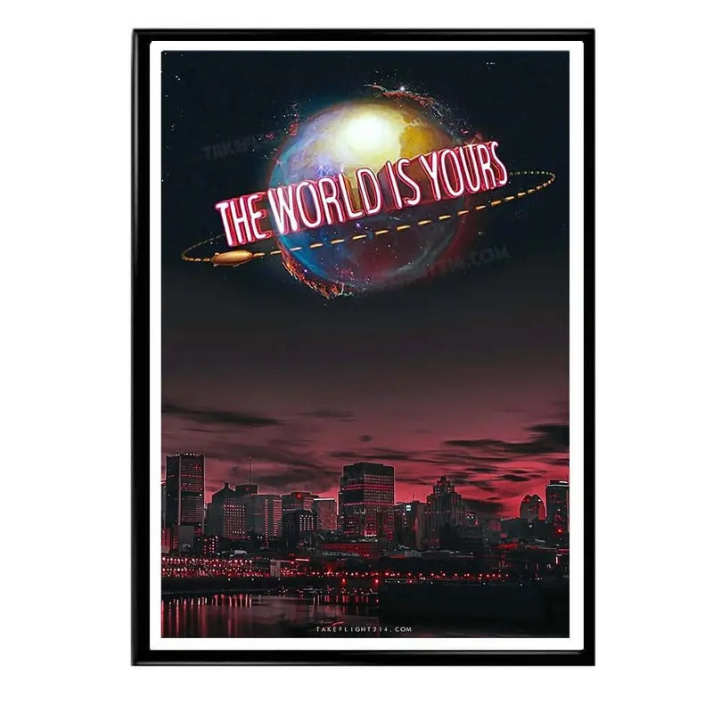 World Is Yours Motivational Poster Scarface Iconic - Adult & Kids T-Shirts, Sweatshirts & Hoodies apparel design preview 1