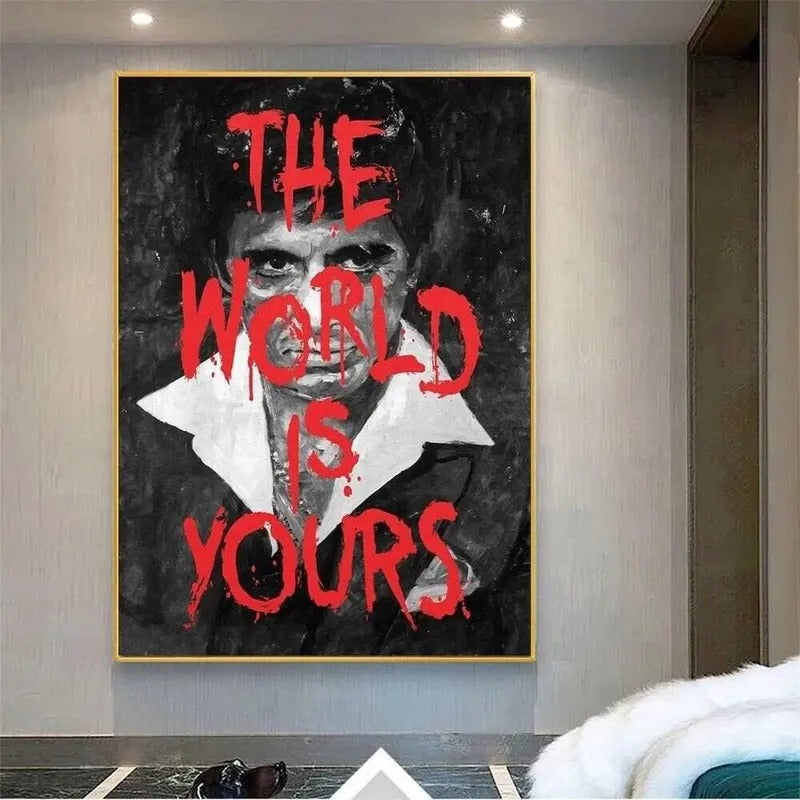 World Is Yours Scarface Movie Poster Canvas Print - Adult & Kids T-Shirts, Sweatshirts & Hoodies apparel design preview 1