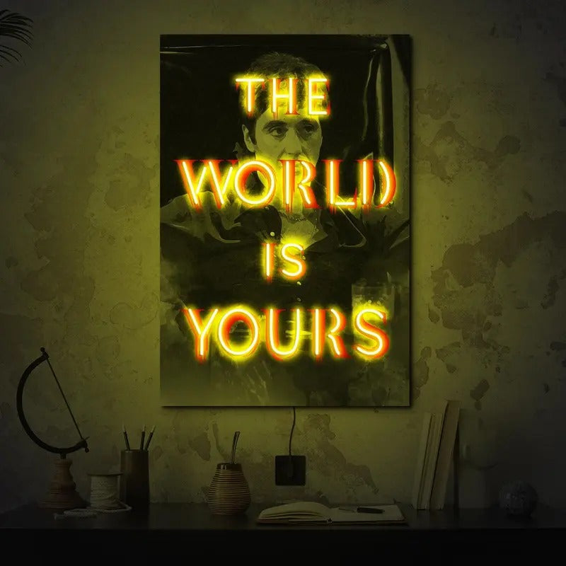 World Is Yours Neon Sign Tony Montana Poster Movie - Adult & Kids T-Shirts, Sweatshirts & Hoodies apparel design preview 1
