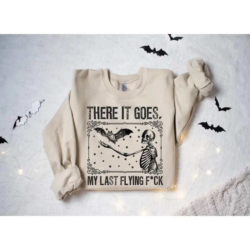 There Goes My Last Flying Fck Halloween Skeleton - Adult & Kids T-Shirts, Sweatshirts & Hoodies apparel design preview 1