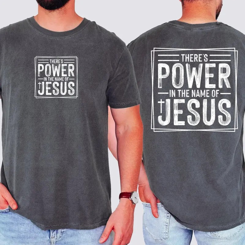 There'S Power Name Jesus Christian Religious Faith - Adult & Kids T-Shirts, Sweatshirts & Hoodies apparel design preview 1