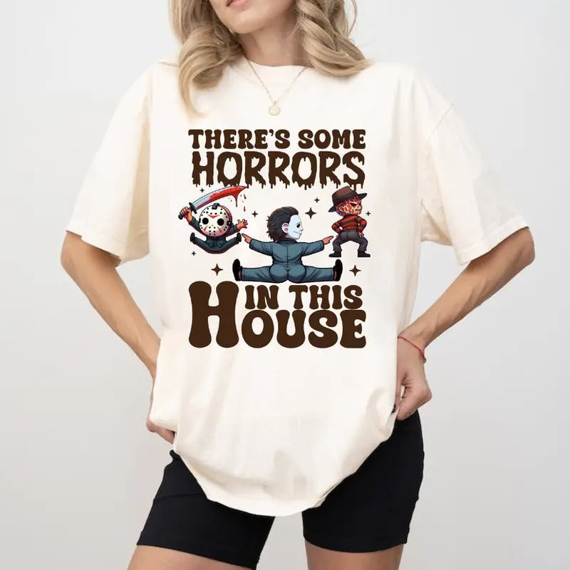 There'S Some H0rors This House Halloween Season - Adult & Kids T-Shirts, Sweatshirts & Hoodies apparel design preview 1