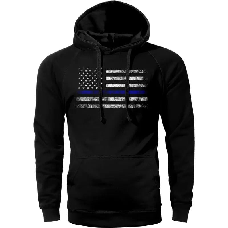 Thin Blue Flag Police Lives Cotton Fabric - Adult & Kids T-Shirts, Sweatshirts & Hoodies apparel design preview 1
