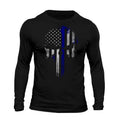 Thin Blue Flag Skull Patriotic USA Tactical Casual - Adult & Kids T-Shirts, Sweatshirts & Hoodies apparel design preview 1