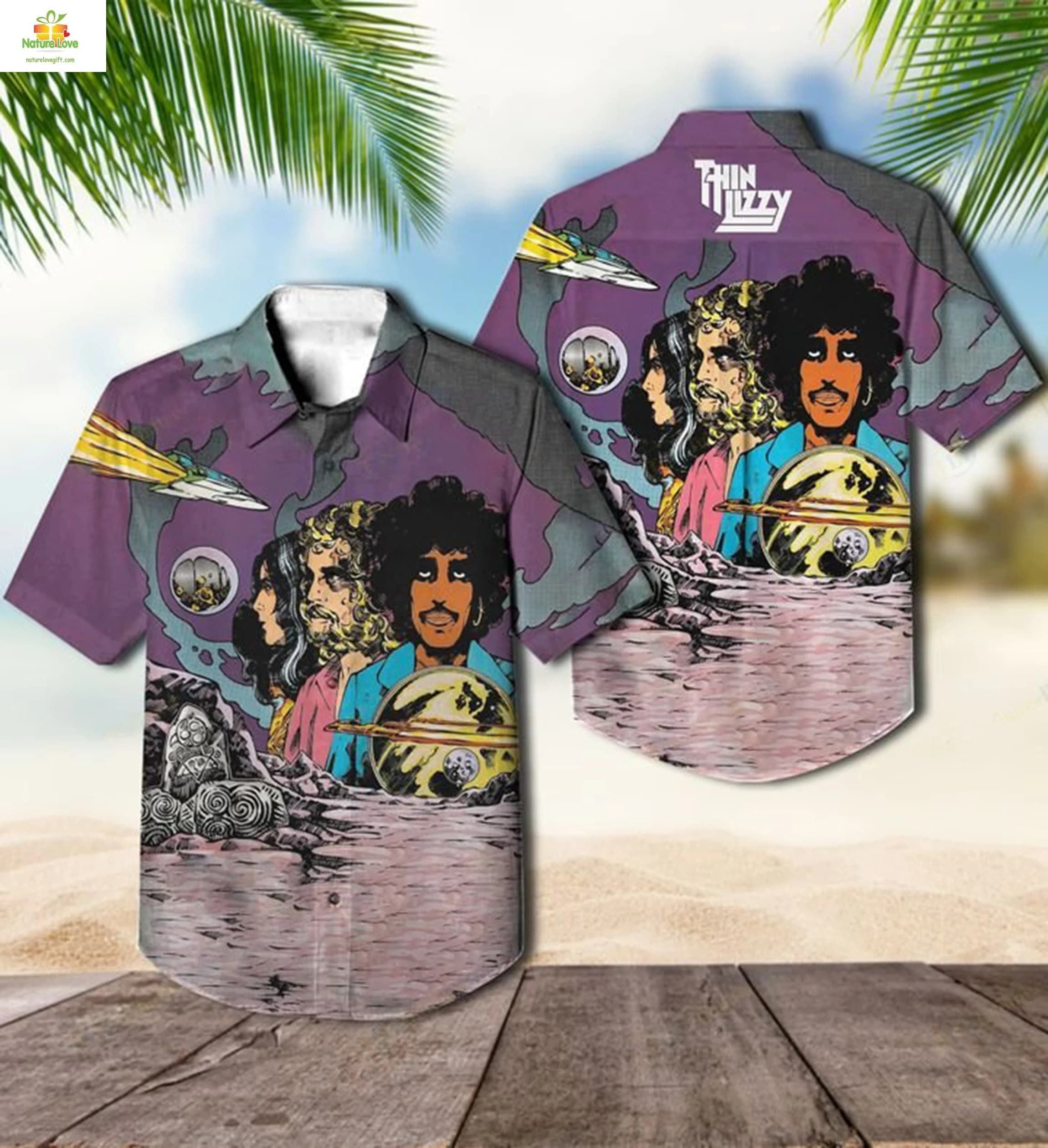 Thin Lizzy Hawaiian Music Vintage Unisex - Adult & Kids T-Shirts, Sweatshirts & Hoodies apparel design preview 1