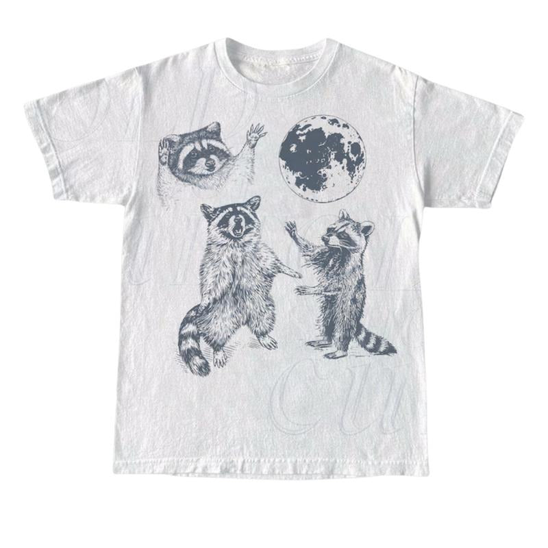 Three Raccoons Vintage Retro Raccoon Moon Lovers - Adult & Kids T-Shirts, Sweatshirts & Hoodies apparel design preview 1