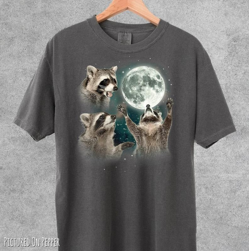 Three Raccoons Vintage Retro Raccoon Moon Lovers - Adult & Kids T-Shirts, Sweatshirts & Hoodies apparel design preview 1