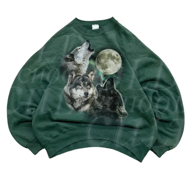 Three Wolves Howling Vintage Retro Wolf Cute Nature - Adult & Kids T-Shirts, Sweatshirts & Hoodies apparel design preview 1