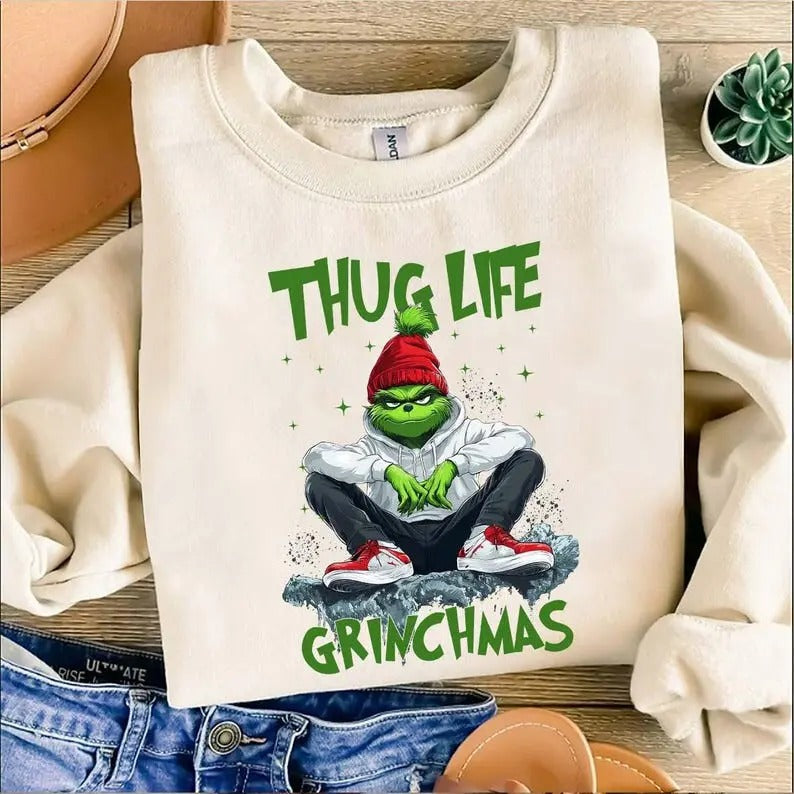 Thug Life Grinc Funny Retro Sublimation Merry Movie - Adult & Kids T-Shirts, Sweatshirts & Hoodies apparel design preview 1