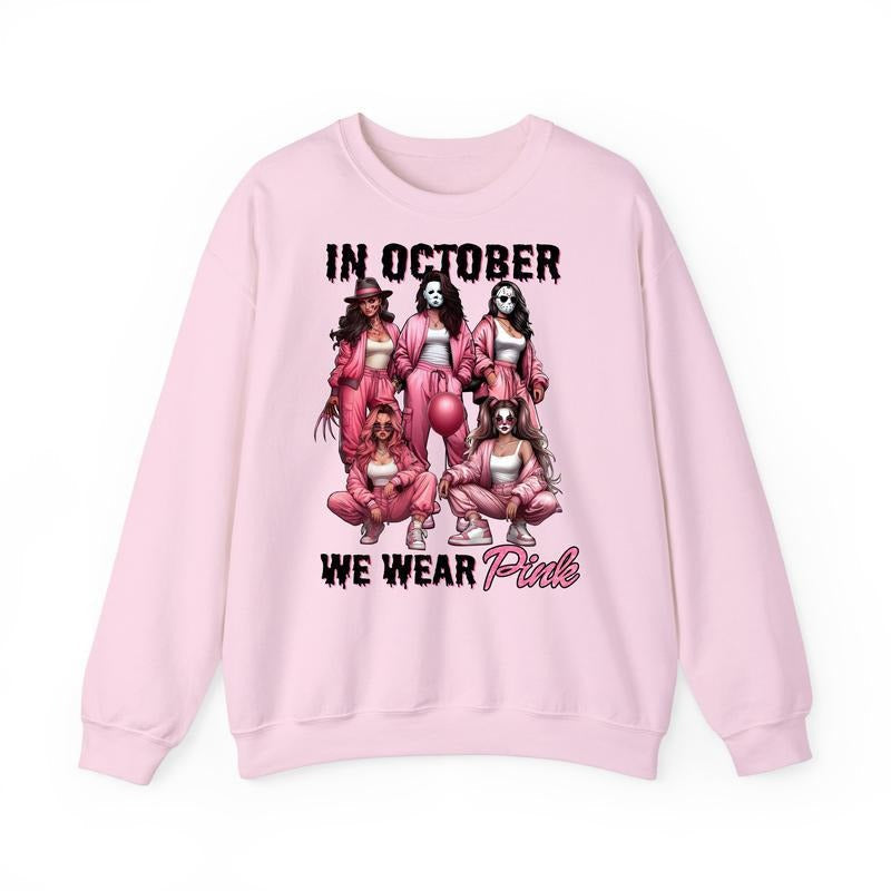 Thug Life Horror Movie Characters October We Pink - Adult & Kids T-Shirts, Sweatshirts & Hoodies apparel design preview 1