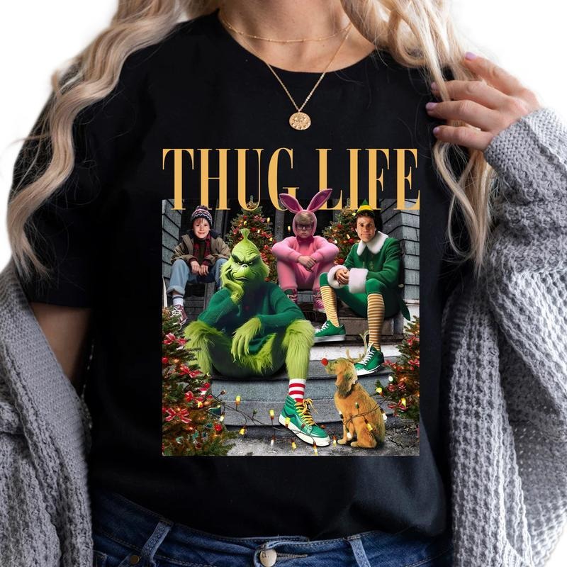 Thug Life Merry Movie Xmas Cotton Top Love - Adult & Kids T-Shirts, Sweatshirts & Hoodies apparel design preview 1