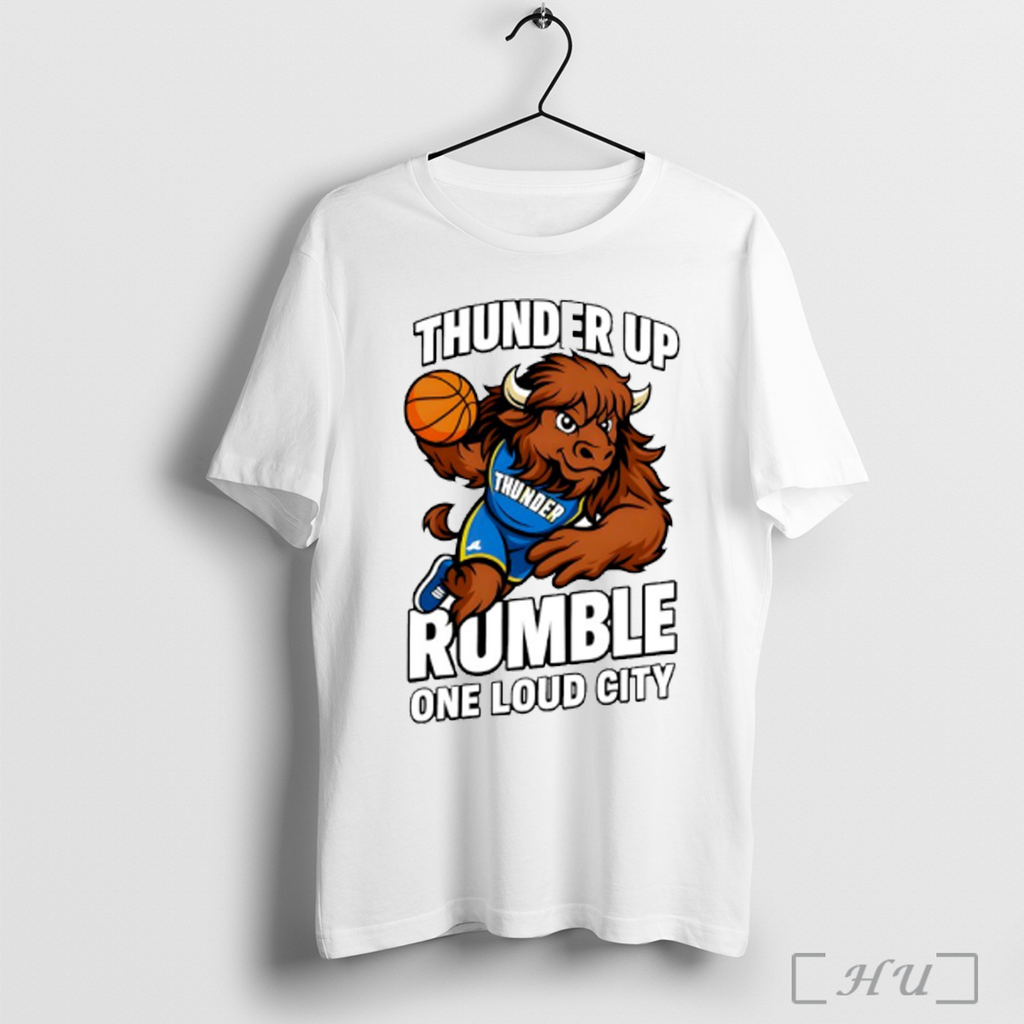 Thunder Up Rumble One Loud City Okc 2025 Mascot - Adult & Kids T-Shirts, Sweatshirts & Hoodies apparel design preview 1