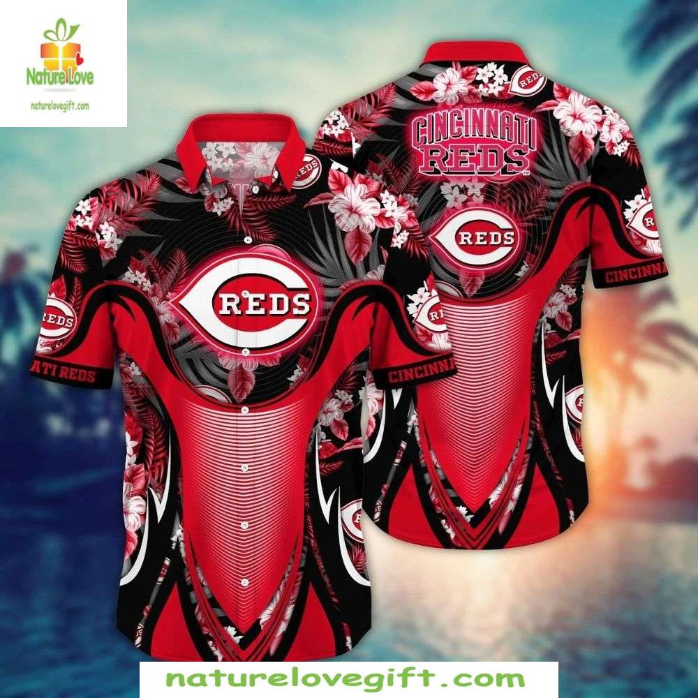 Cincinnati Reds Hawaiian Tidal Red Twist Stylish - Adult & Kids T-Shirts, Sweatshirts & Hoodies apparel design preview 1