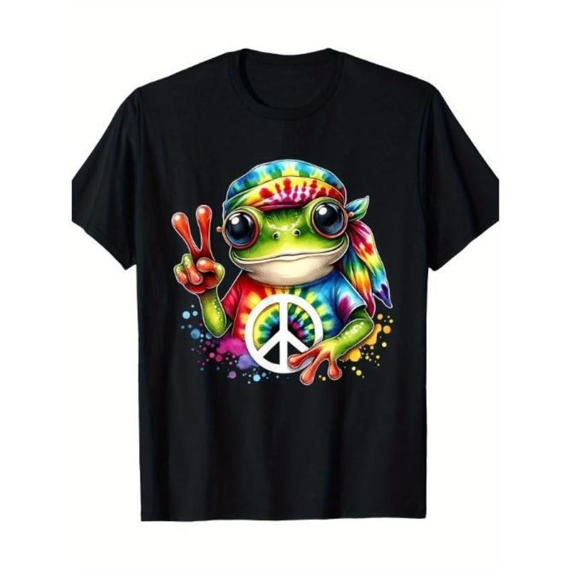Tie Dye Frog Peace Logo Hippie 220g Made USA - Adult & Kids T-Shirts, Sweatshirts & Hoodies apparel design preview 1