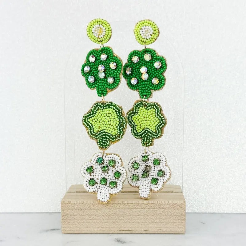 Tiered Clover Seed Bead Earrings *Final Sale* - Adult & Kids T-Shirts, Sweatshirts & Hoodies apparel design preview 1