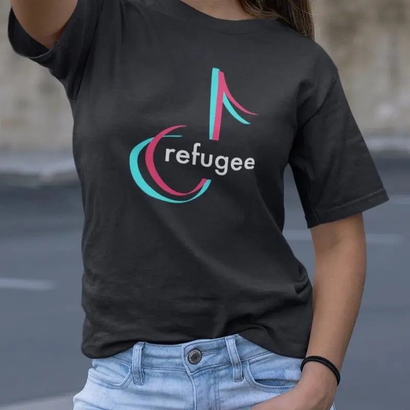 TikTok Refugee US Ban Dark Humor Rednote Protest - Adult & Kids T-Shirts, Sweatshirts & Hoodies apparel design preview 1