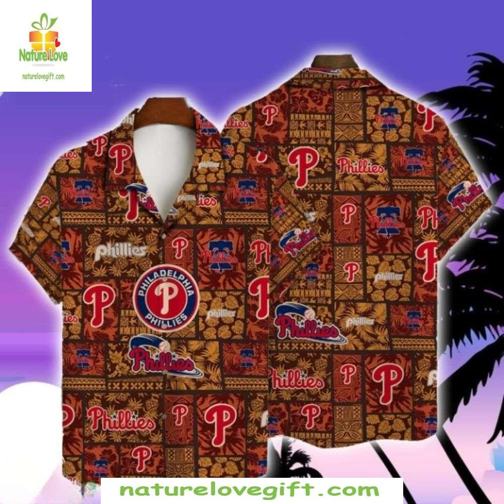 Phillies Hawaiian Tiki Lounge Exotic Pattern Baseball - Adult & Kids T-Shirts, Sweatshirts & Hoodies apparel design preview 1