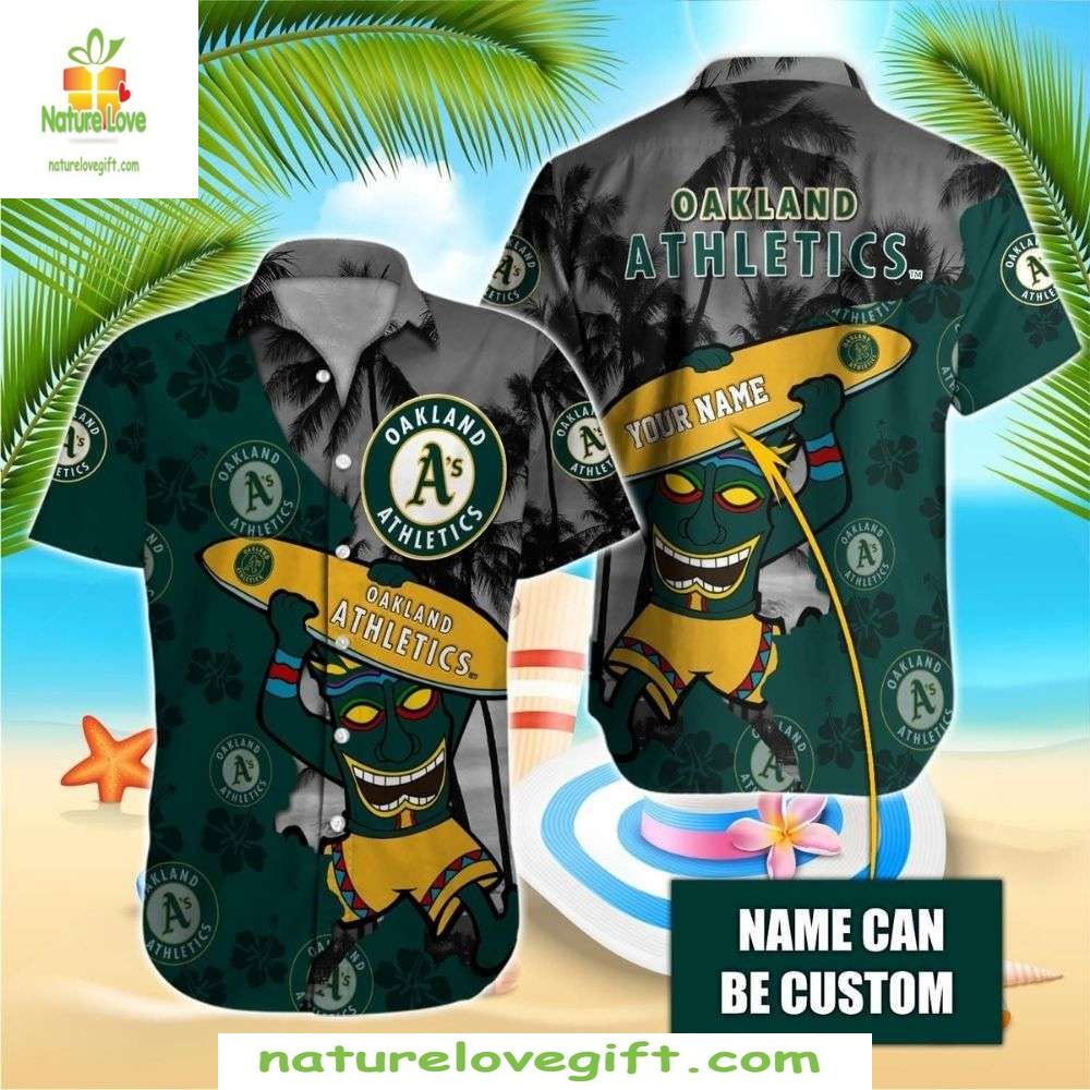 Oakland Athletics Aloha Tiki Party MLB Hawaiian - Adult & Kids T-Shirts, Sweatshirts & Hoodies apparel design preview 1