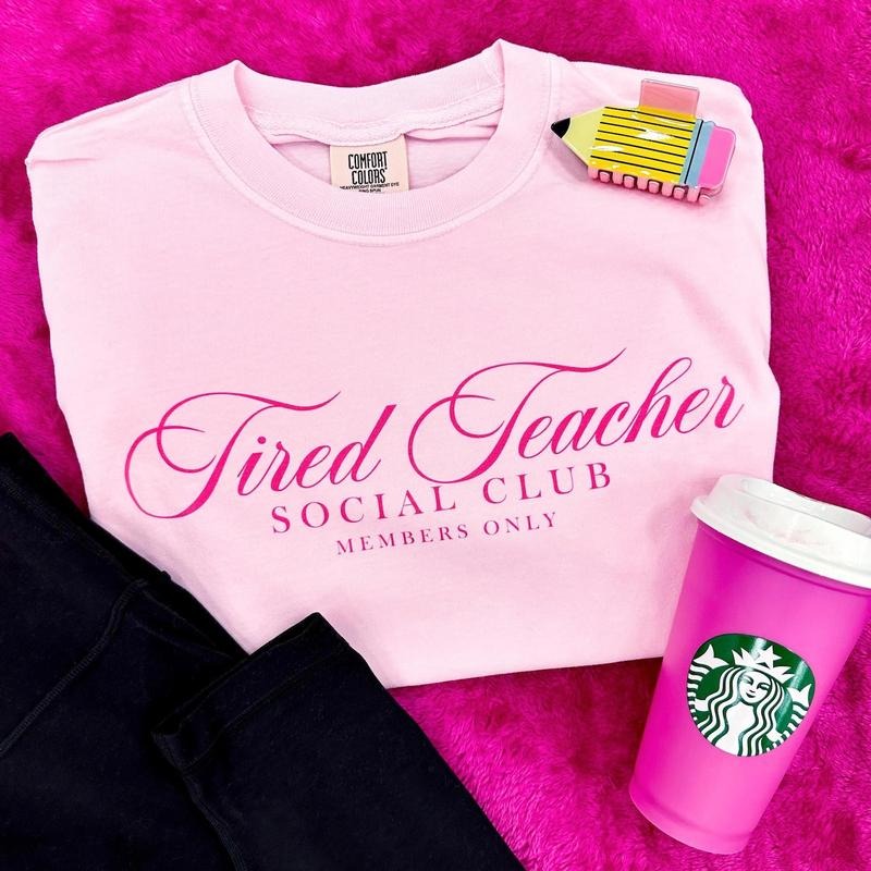 'Tired Teacher Social Club' - Adult & Kids T-Shirts, Sweatshirts & Hoodies apparel design preview 1