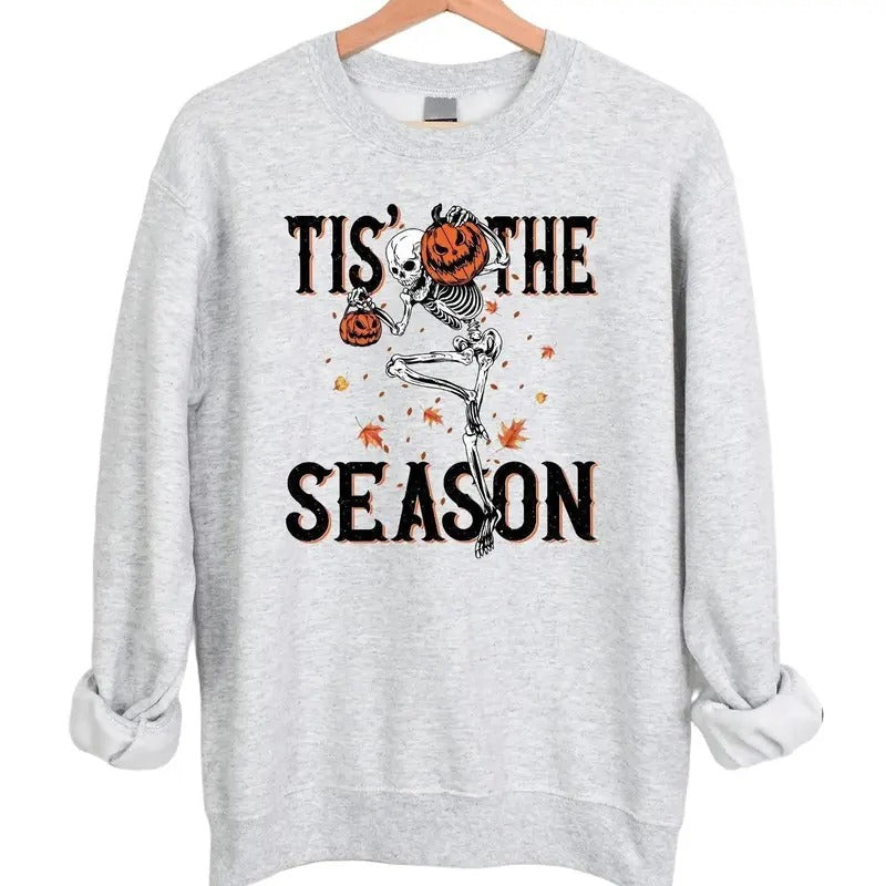 Tis' Season Skeleton Halloween 2024 - Adult & Kids T-Shirts, Sweatshirts & Hoodies apparel design preview 1