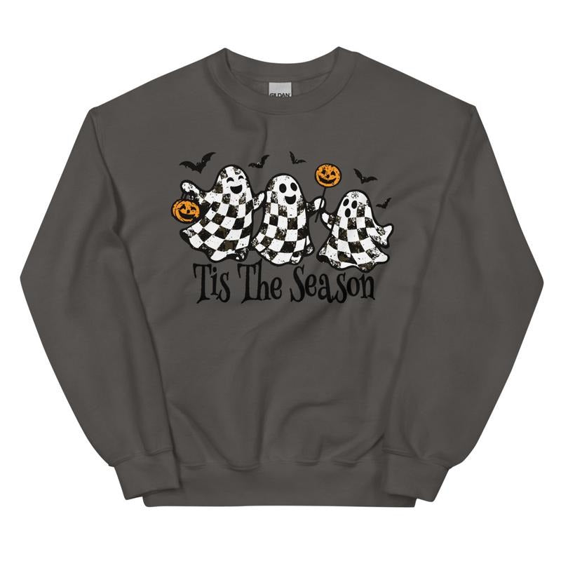 Tis Season Checkered Ghost Spooky - Adult & Kids T-Shirts, Sweatshirts & Hoodies apparel design preview 1