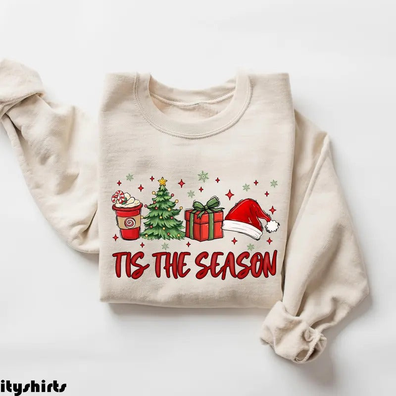 Tis Season Merry Cute Winter Cotton - Adult & Kids T-Shirts, Sweatshirts & Hoodies apparel design preview 1